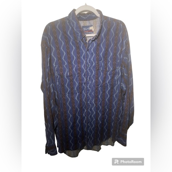 Vintage Wrangler Western zig zag button up Shirt 18 x 35 men’s USA - Picture 1 of 7